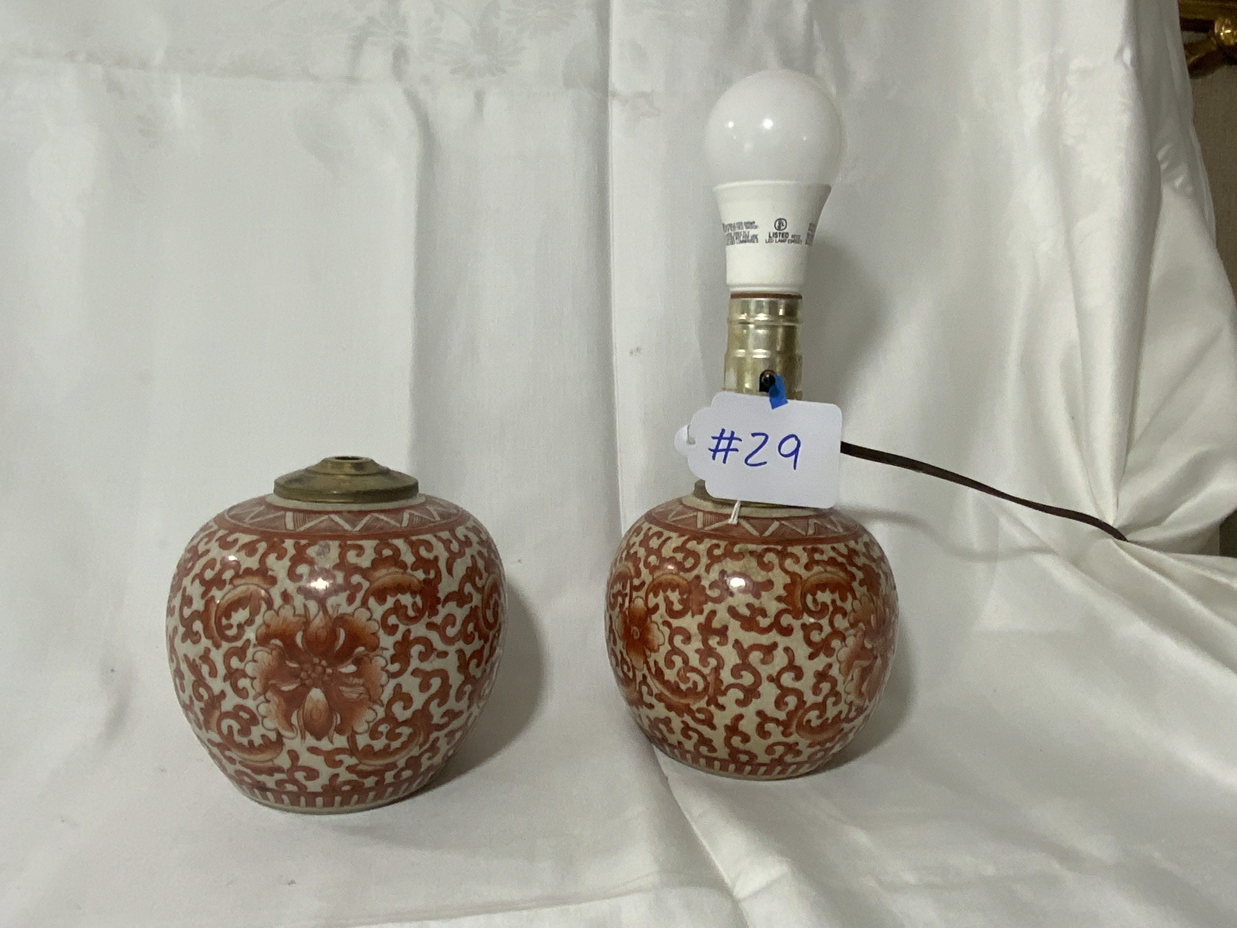 Pair of Orange Ware Lamps